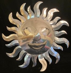 Sun With Face Metal Wall Hanging