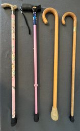 4 Canes- 2 Wooden And 2 Metal (1 Adjustable)