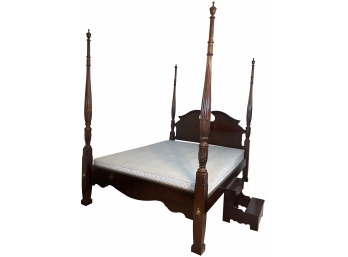 Beautiful Wooden Four Post Bed And Box Frame- For A Queen Bed