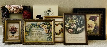 Lot Of Floral Picture Frames And Prints