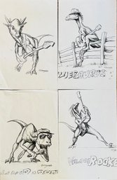 Dinosaur Rockstar Pencil Sketches