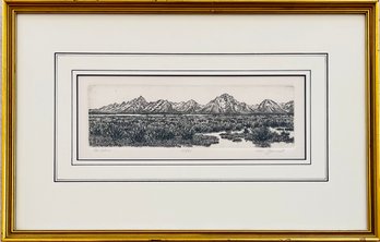 ' The Tetons ' Etched Signed No. 23 Of 90 By William Gamradt