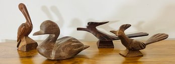 Vintage Variety Of Wooden Carved Bird Figurines