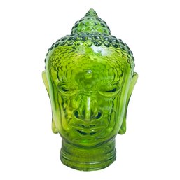 Very Stunning, Luminous Green Glass Budda Head