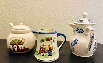 Trio Of Assorted Creamers And Sugar Jars