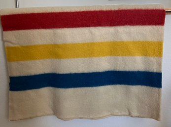 Golden Dawn 100 Virgin Wool Vintage Blanket Striped Red, Yellow, Blue