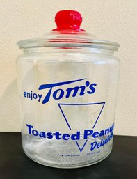 Vintage Tom's Toasted Peanuts Large Glass Jar