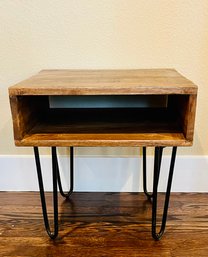 Modern Wood Square Table With Metal Legs 1 Of 2