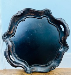 Large Black Wooden Serving Tray