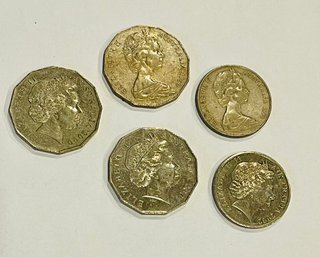 Lot Of 5 Australian Queen Elizabeth Coins Various Years