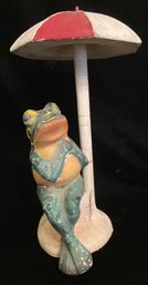 Frog Under Umbrella Figurine