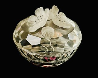 Swarovski Anemone Frosted Flowers Solid Crystal Oval Trinket Box MINT (Retired)