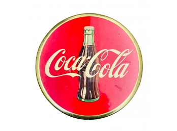 Vintage Round Coca Cola CardBoard Sign
