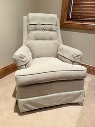 Upholstered Green Rocking Chair With Tufted Back