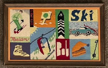 Ski Needlepoint Framed Art