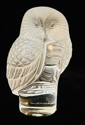 Lalique France CHOUETTE Owl Crystal Figurine - Signed W/ Label Art Glass Paperweight