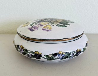 Japanese Painted Round Porcelain Jewelry Box