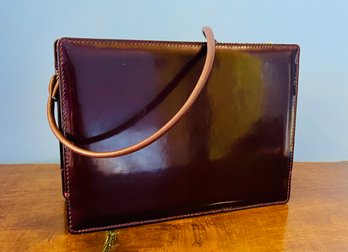 Vintage Patent Leather Deep Plum Shoulder Bag