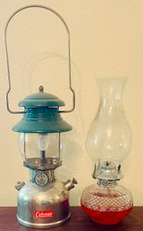 Pair Of Vintage Gas Lamp And Lantern