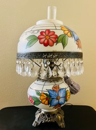 Antique Hand Painted Large Gone With The Wind Hurricane Lamp