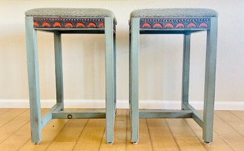 Pair Of Counter Height Wooden Stools 1 Of 2