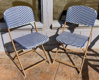 Pair Of Blue And White Outdoor Chairs