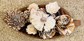 Decorative Leaf Dish With Dried Accent Flowers