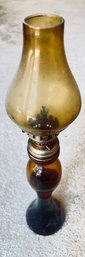 Vintage Amber Glass Oil Lamp