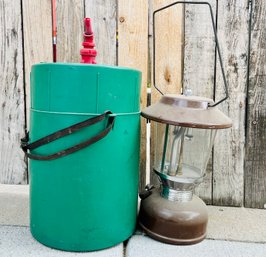 Pair Of Vintage Gas Lantern And Lantern Caddy Combo