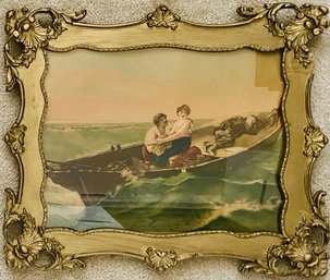 Vintage Small Framed Victorian Couple Lost At Sea