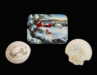 Trio Of Bone China Plates, Including A Limited Edition 'The Quiet Hour' By Wilhem Goebel Plate Num. 3427A