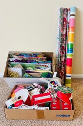 Grouping Of Gift Wrapping Paper And Accessories