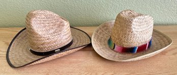 2 Straw Cowboy Hats HIS AND HERS