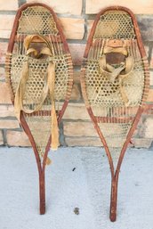 Vintage Wood And Leather Snow Shoes