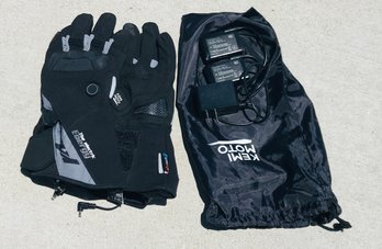 Kemi Moto Gloves With 2 Lithium Ion Battery Packs