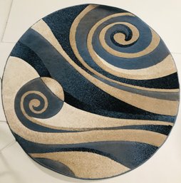 Sculpture Decorative Blue And Gold Rug