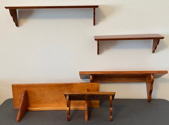 A Collection Of Wooden Shelves With A Nice Glaze