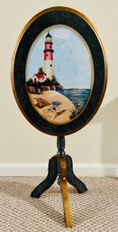 Lighthouse Print In Wooden Stand