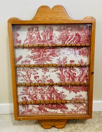 Wood Wall Cabinet With Colonial Print Background