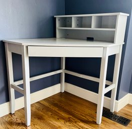 Pale Blue Corner Desk With Storage And Hutch
