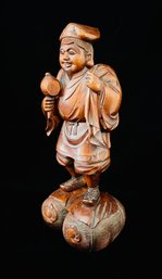 Japanese God Of Wealth Daikoku Wood Figure