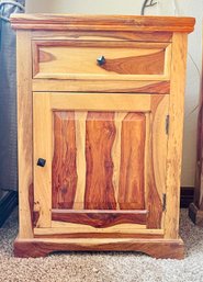 Natural Wood Single Door And Drawer Night Stand