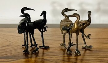 Retro Brass Crane Figures