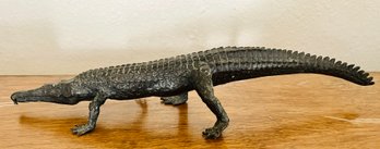 Vintage Long-toothed Bronze Colored Alligator Statue