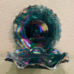2 Vintage Carnival Iridescent Glass Bowls