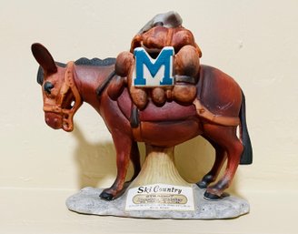 Vintage Miniature Ski Country Donkey Decanter Straight Bourbon Whiskey Limited Edition