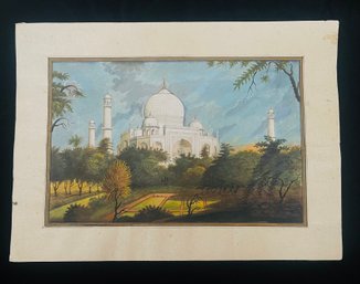 Antique Watercolor Of The Taj Mahal