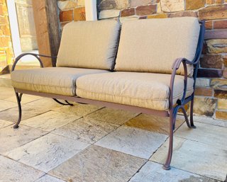 Outdoor Heavy Iron Loveseat With Cushions