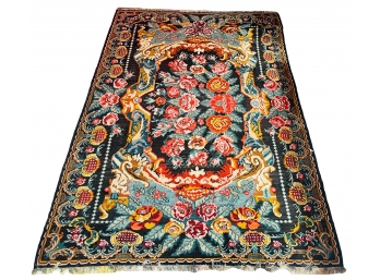 Fantastic Vintage Turkish Wool Rug Hand Knotted Bought In Ankara