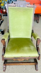 Vintage Green And Wood Rocking Chair
